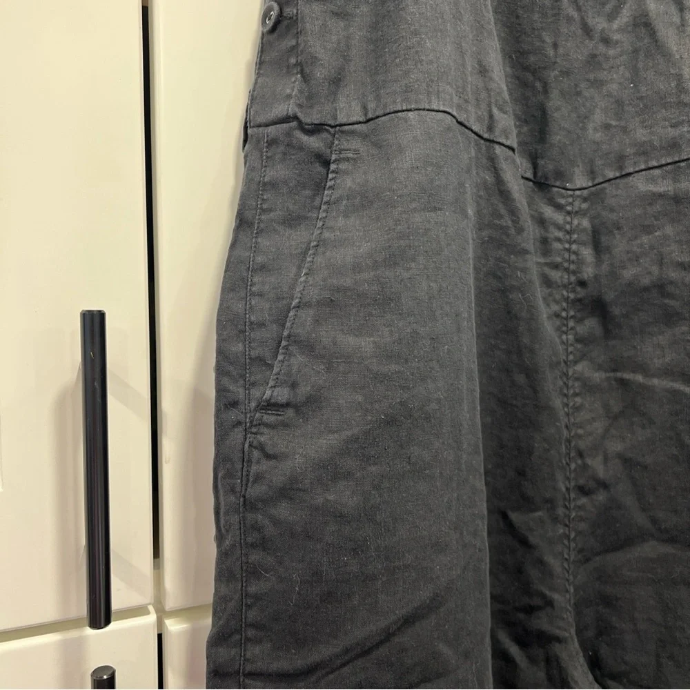 Everlane Square Neck Crop Flax Linen Overall Jumpsuit Size 6 Washed Black